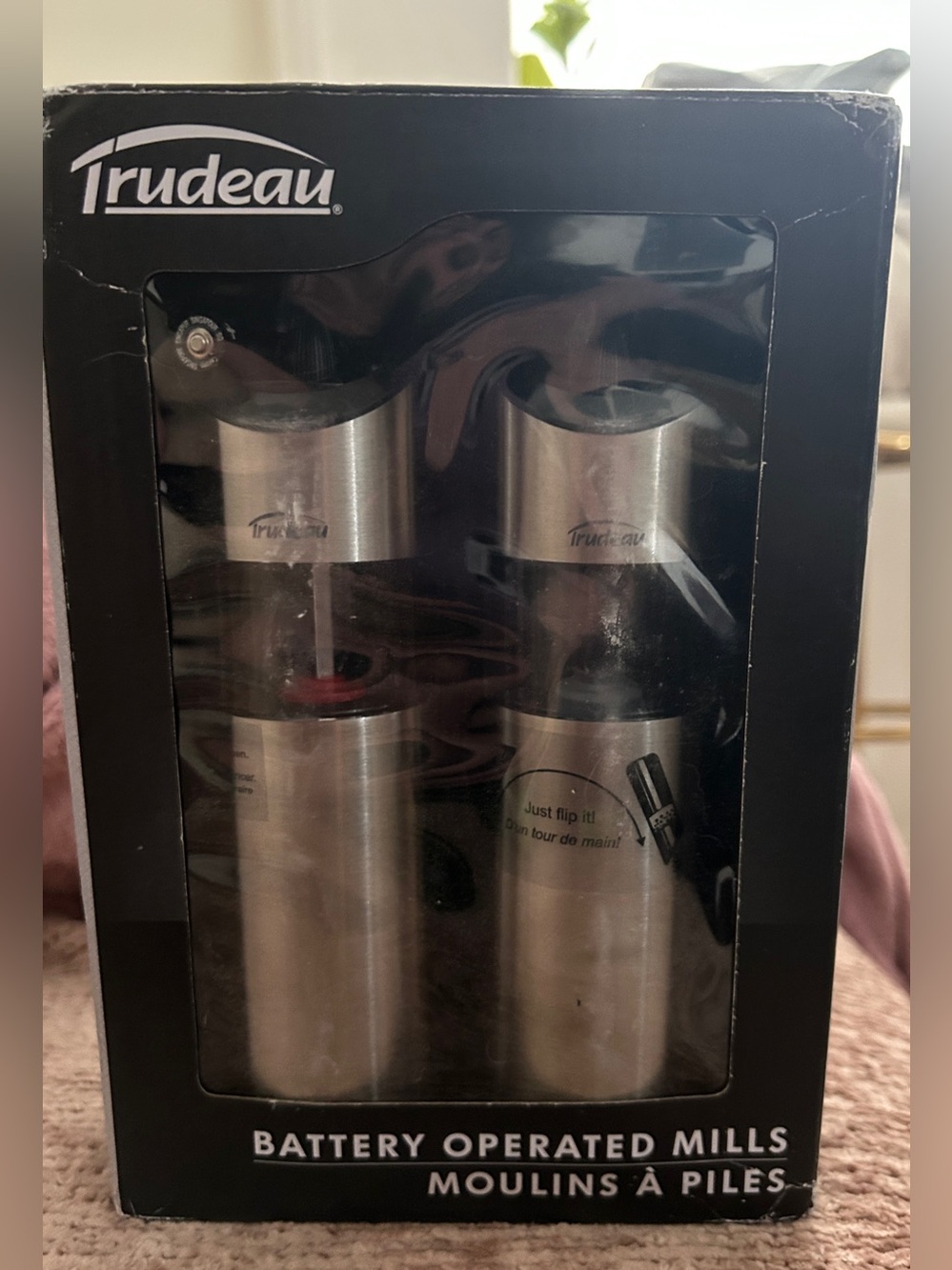 Trudeau Stainless Steel Battery-Operated Salt & Pepper Mills - Silver